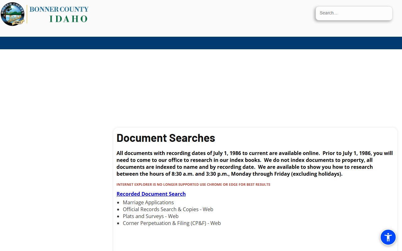 Bonner County clerk of court document searches