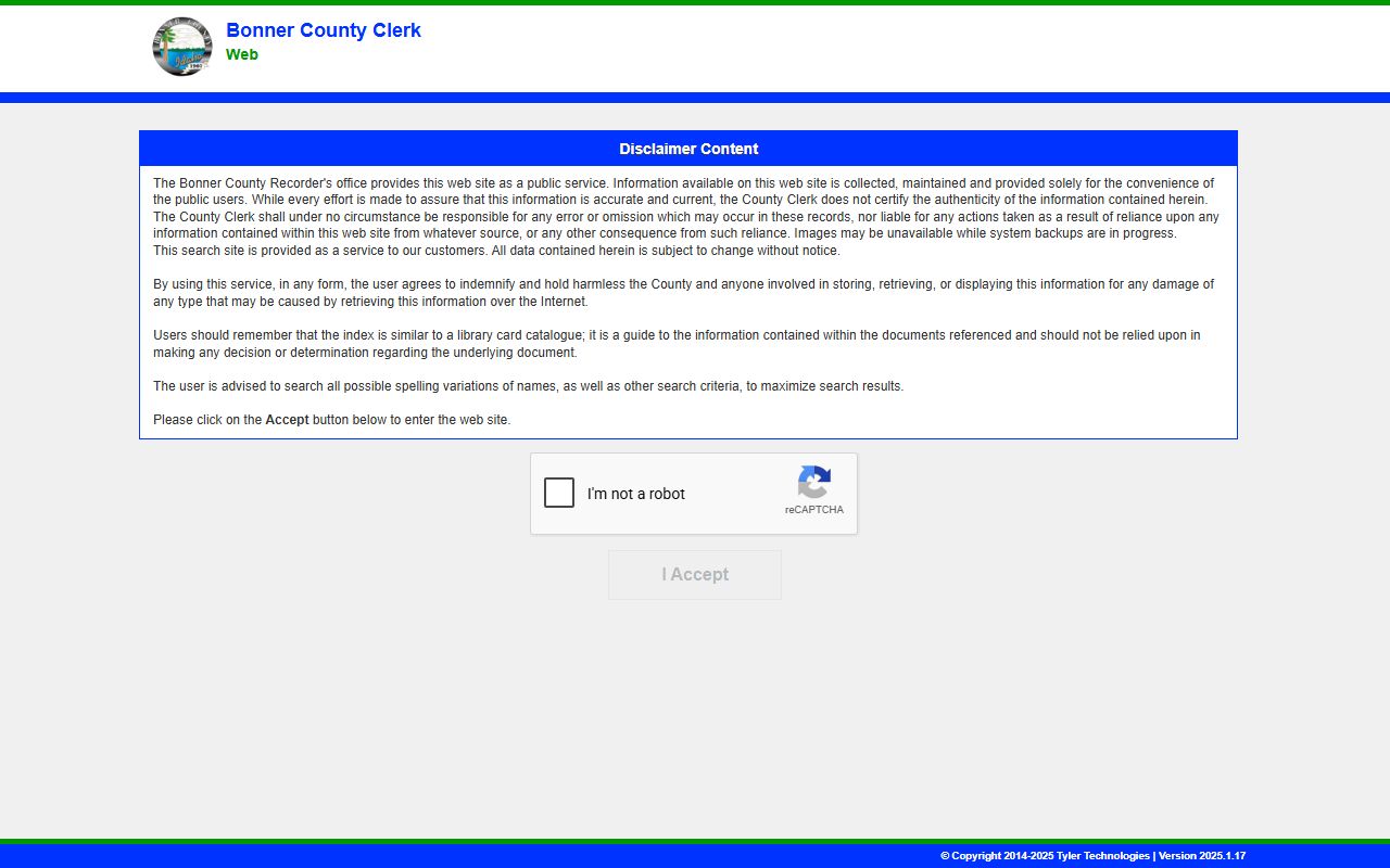 Bonner County clerk of court recorder self service portal