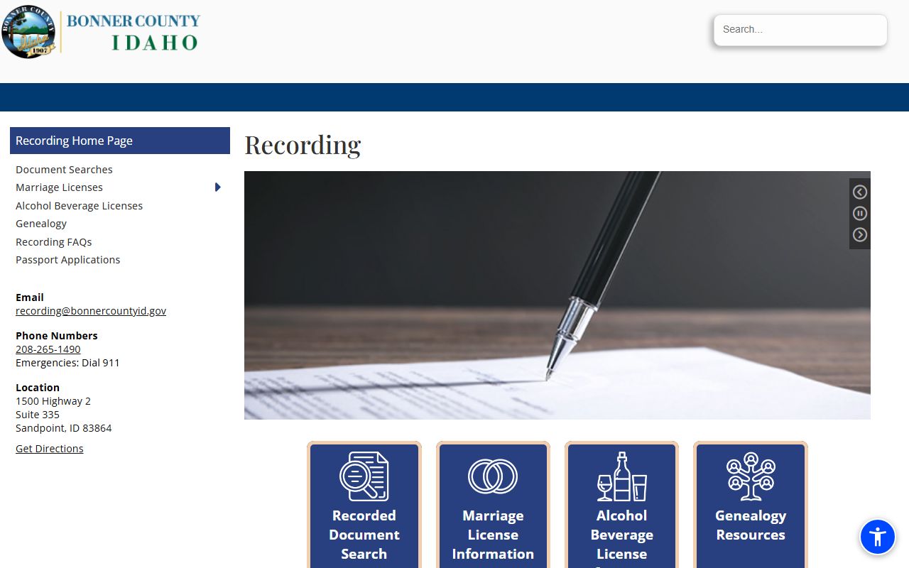Bonner County clerk of court recording fees