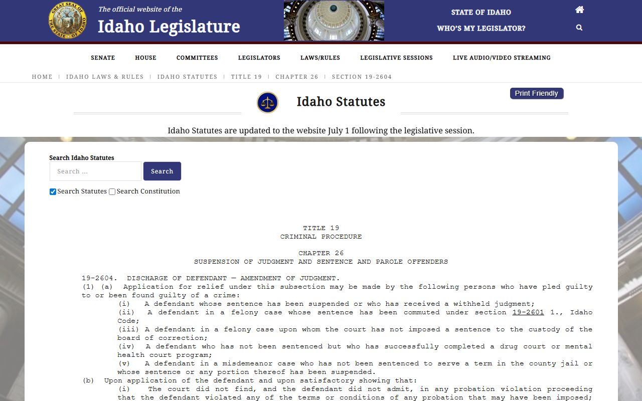 Bonner County arrest records and court charges Idaho set-aside statute