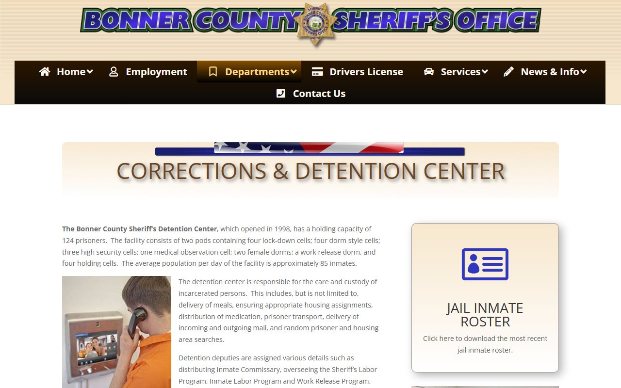 Bonner County arrest records and court charges detention center