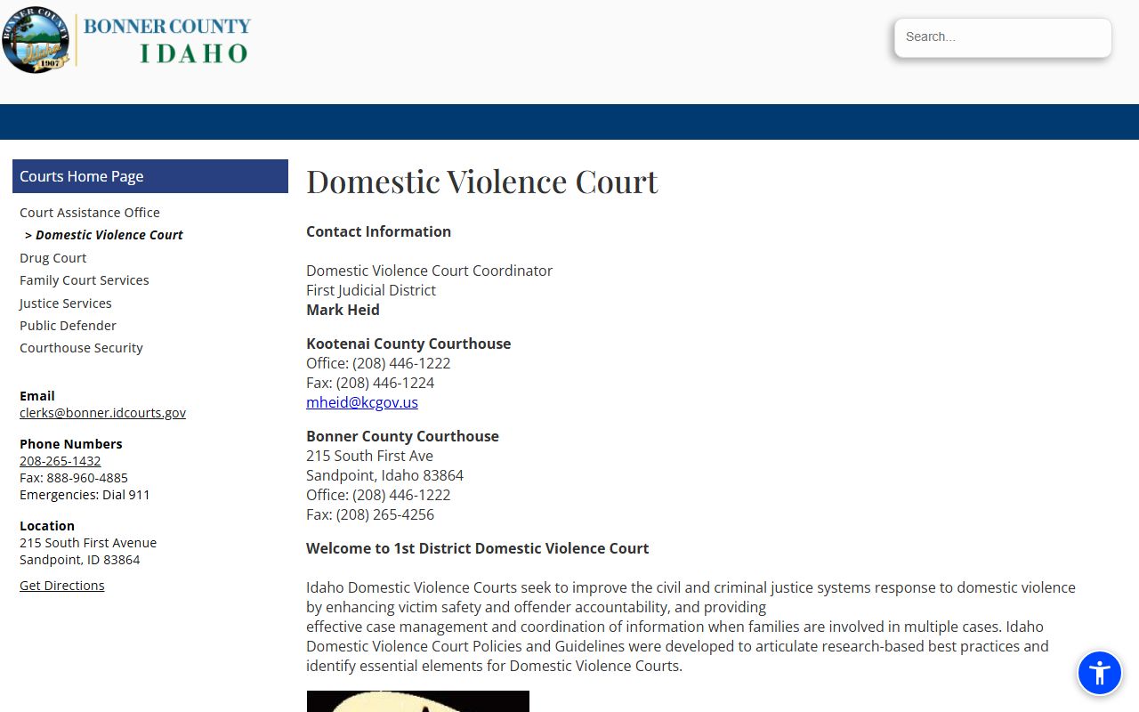 Bonner County court dockets domestic violence court program
