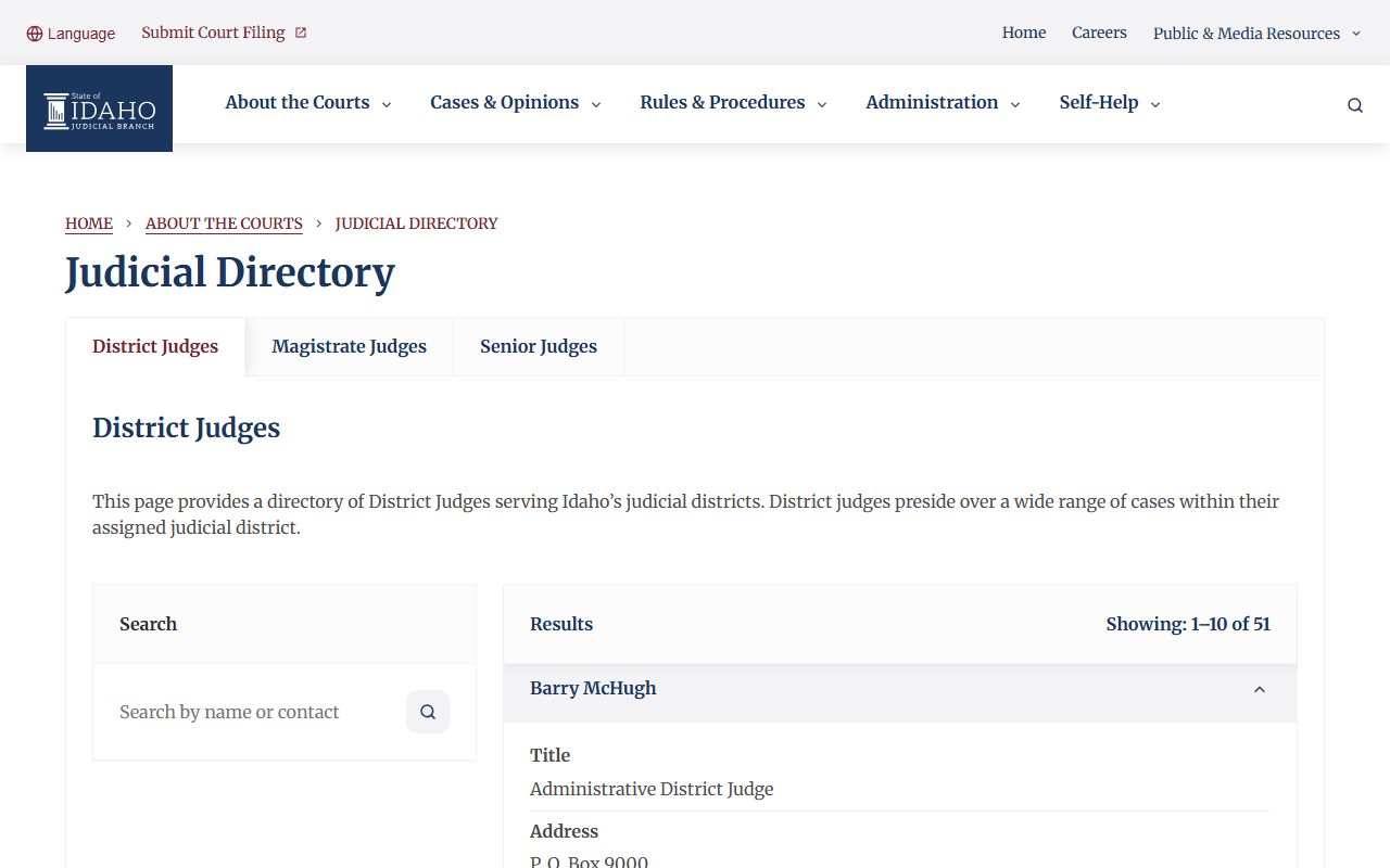Bonner County court dockets Idaho judicial directory