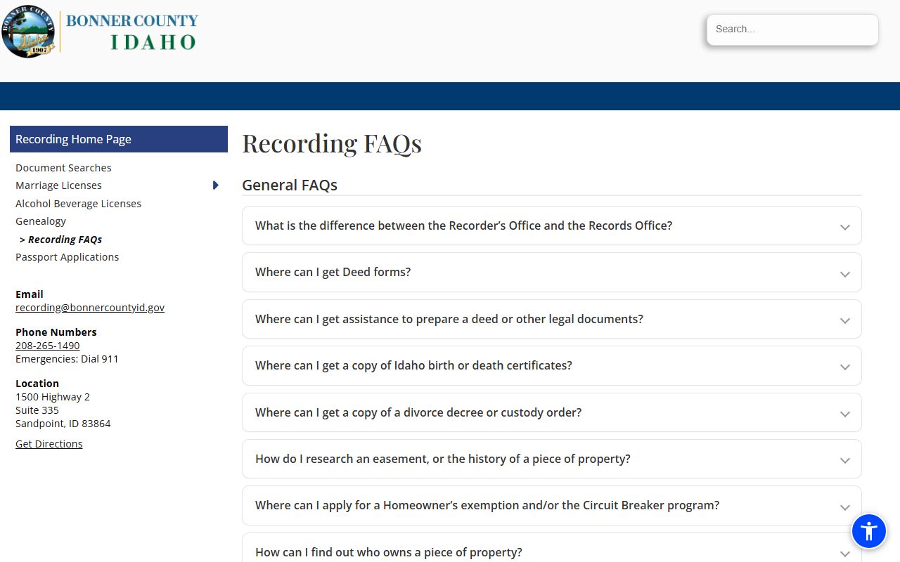 Bonner County court records recording FAQ distinction