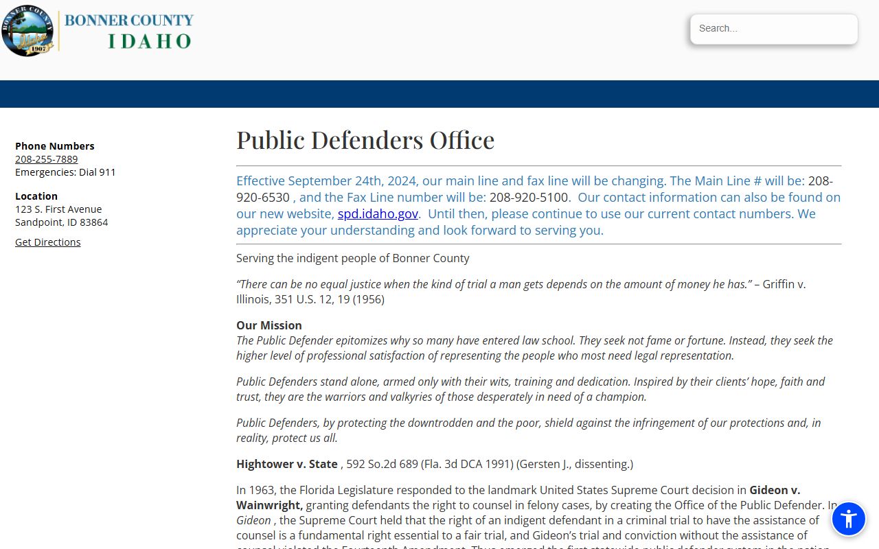 Bonner County criminal court records public defender page
