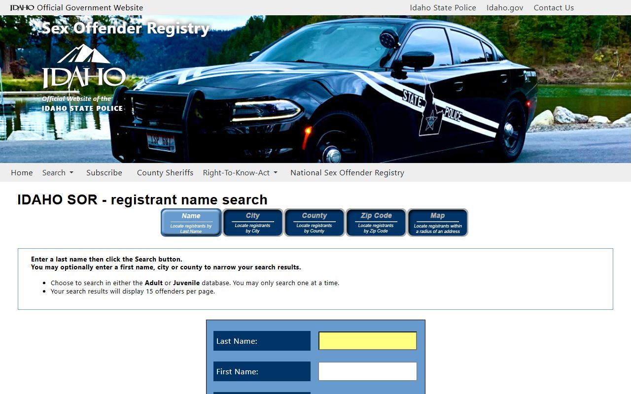 Bonner County inmate records Idaho sex offender registry name search