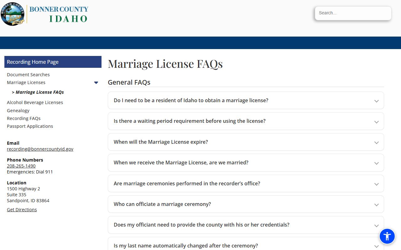 Bonner County marriage records and marriage license FAQ