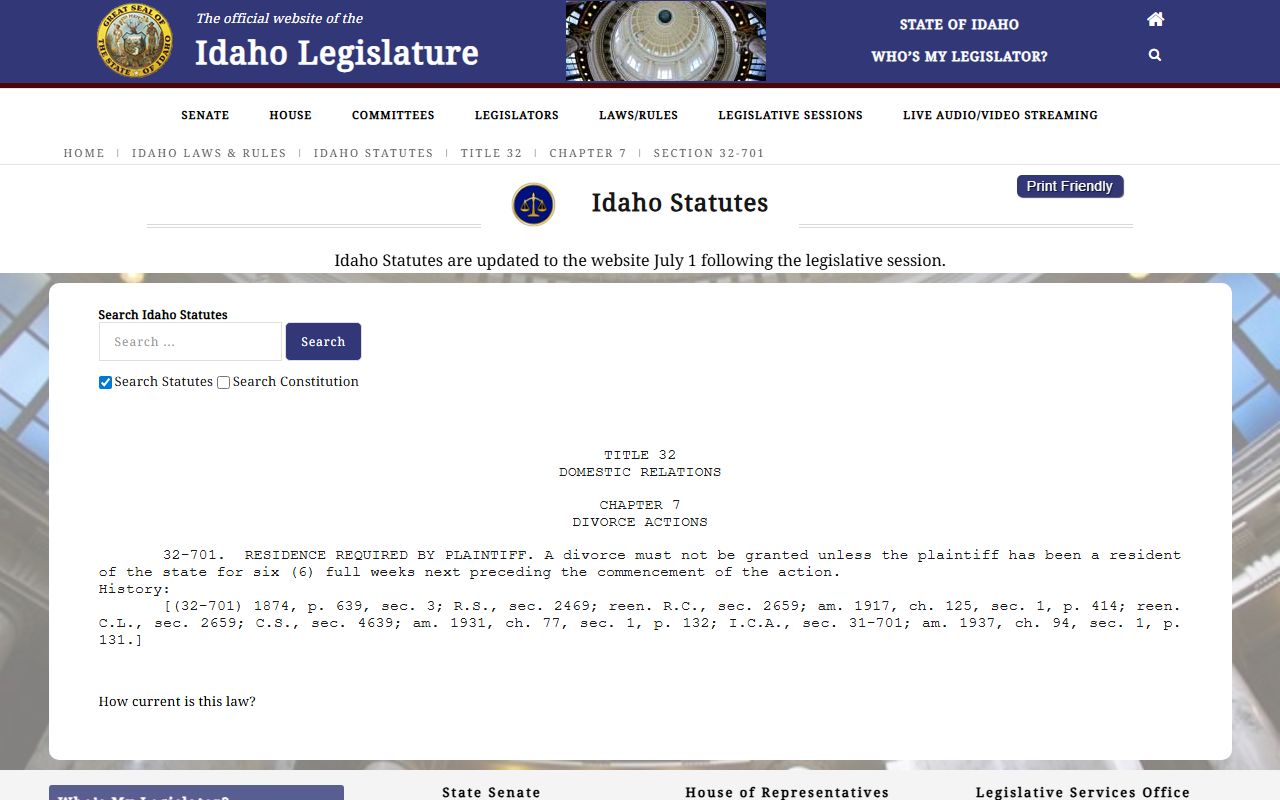 Bonner County probate records and Idaho Code 32-701 family record context