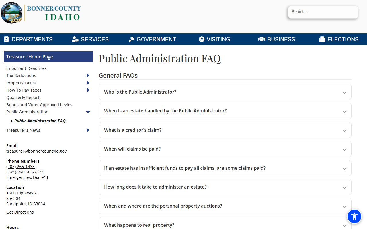 Bonner County probate records and public administration FAQ