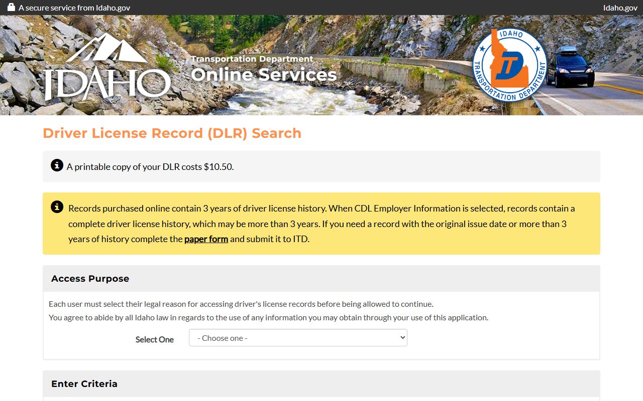 Bonner County traffic court records and Idaho online driver license record service
