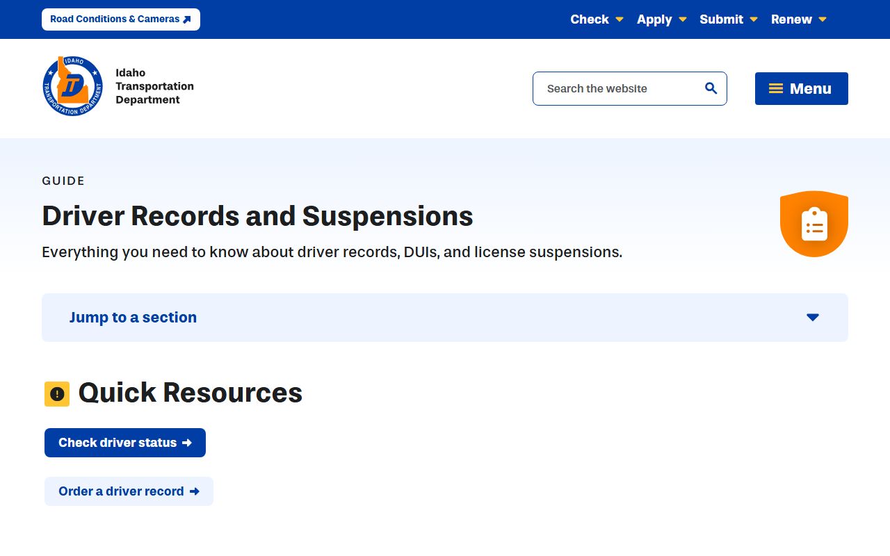 Bonner County traffic court records and Idaho ITD driver records